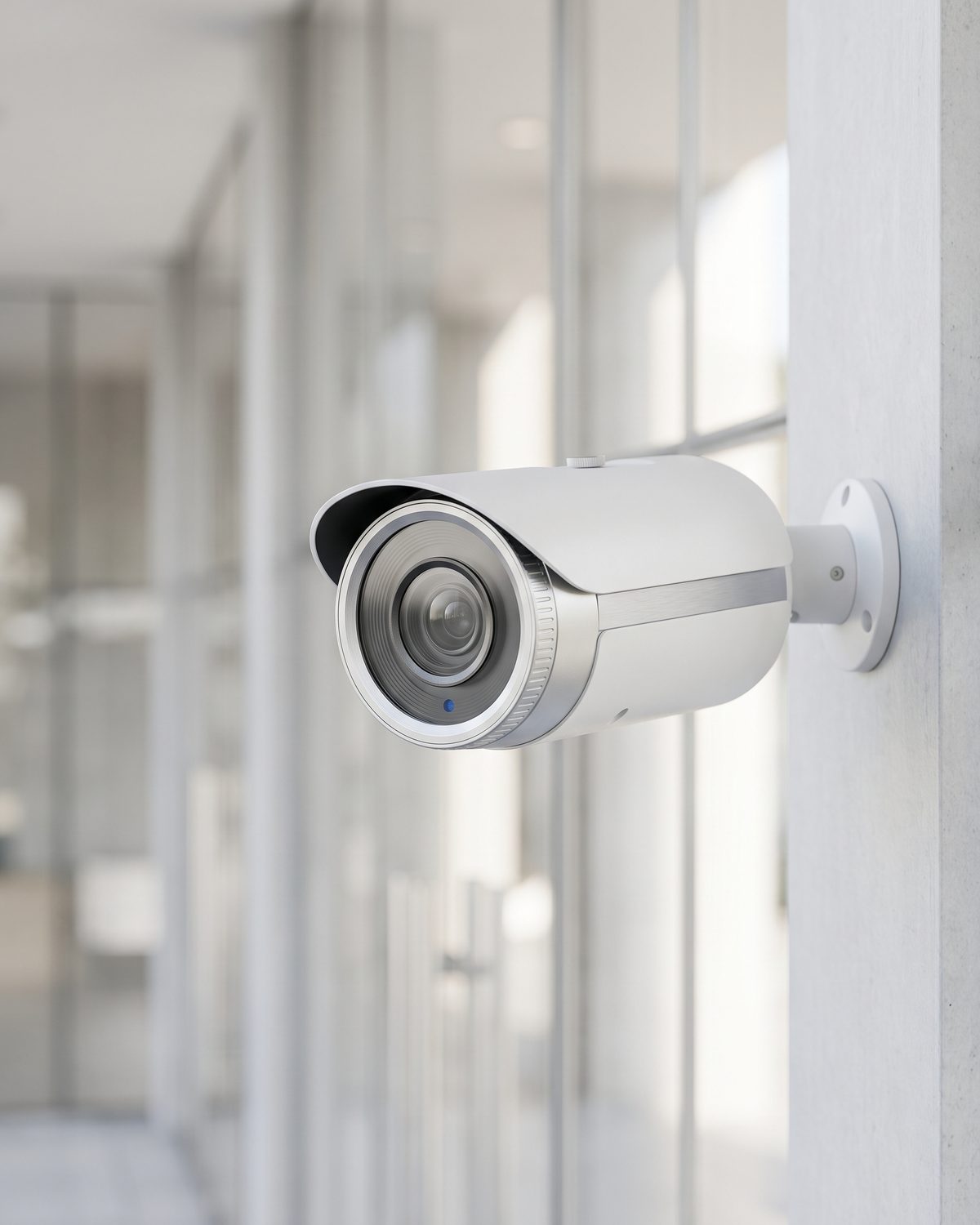 Camera mạng thân trụ gắn ở lối vào tòa nhà